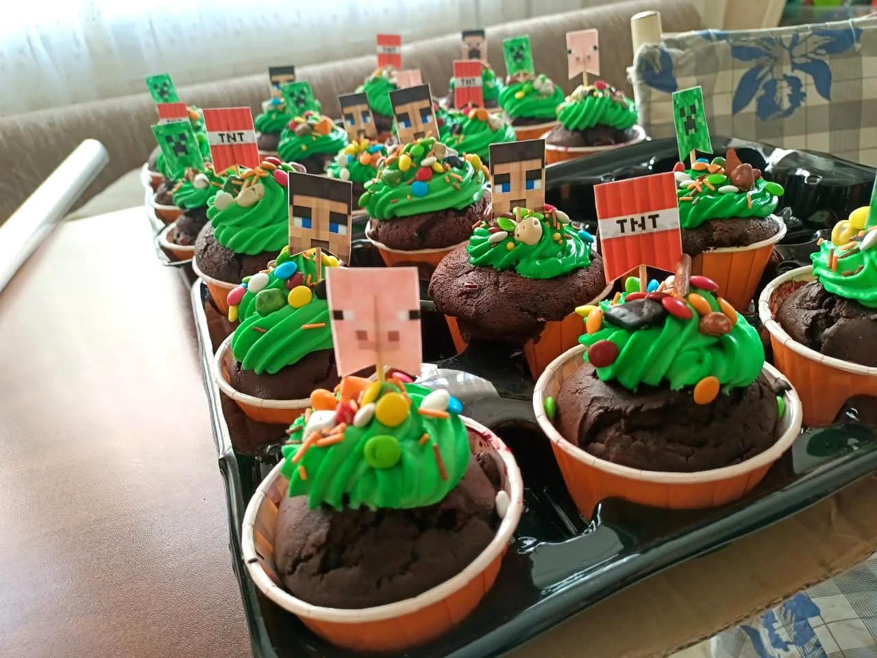 Minecraft themed chocolate cupcakes